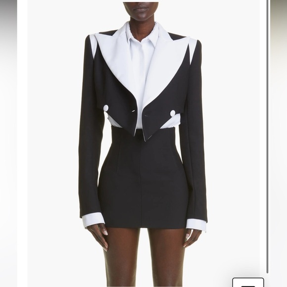 LaQuan Smith | Double Breasted Cropped Blazer With Contrast Detail in Black XS - Picture 7 of 12